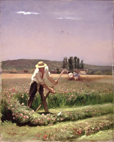 A Peasant, Mowing by Charles Emile Jacque